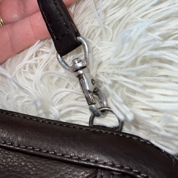 SIGRID OLSEN LEATHER brown clutch with shoulder strap - Picture 11 of 13